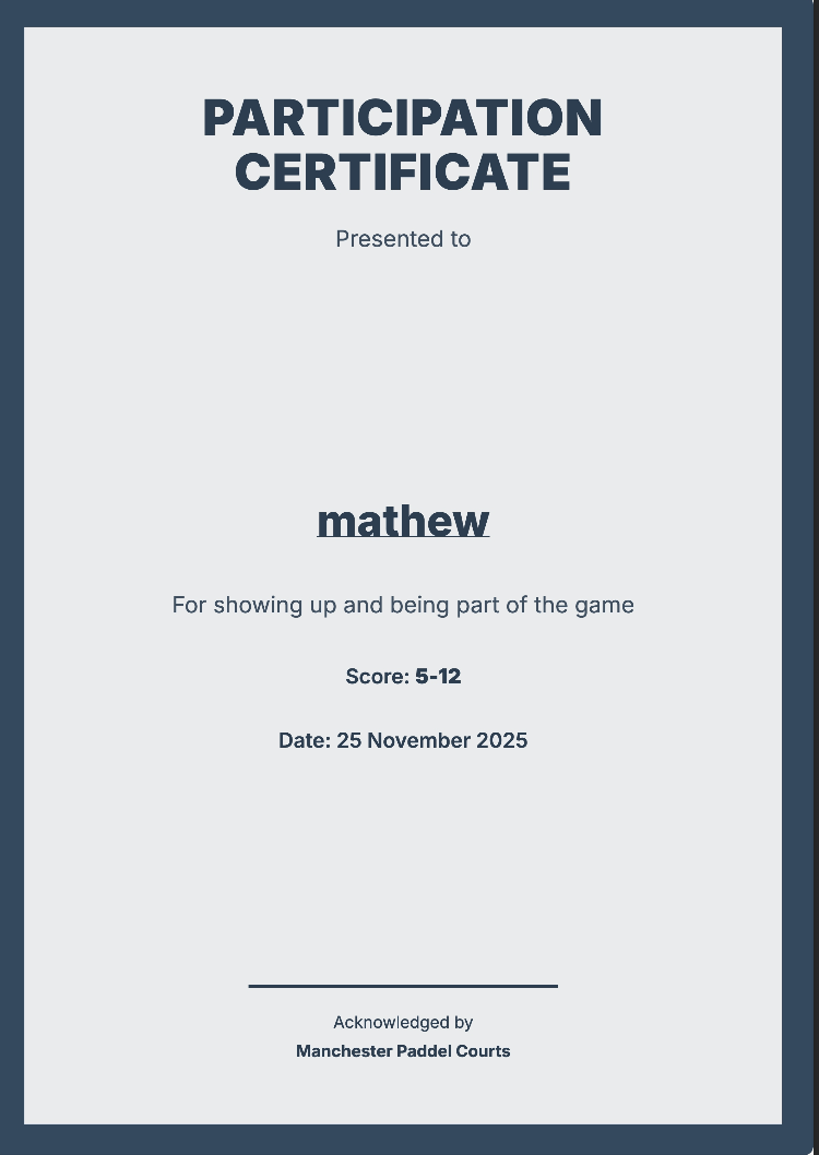 Corporate Participation Certificate