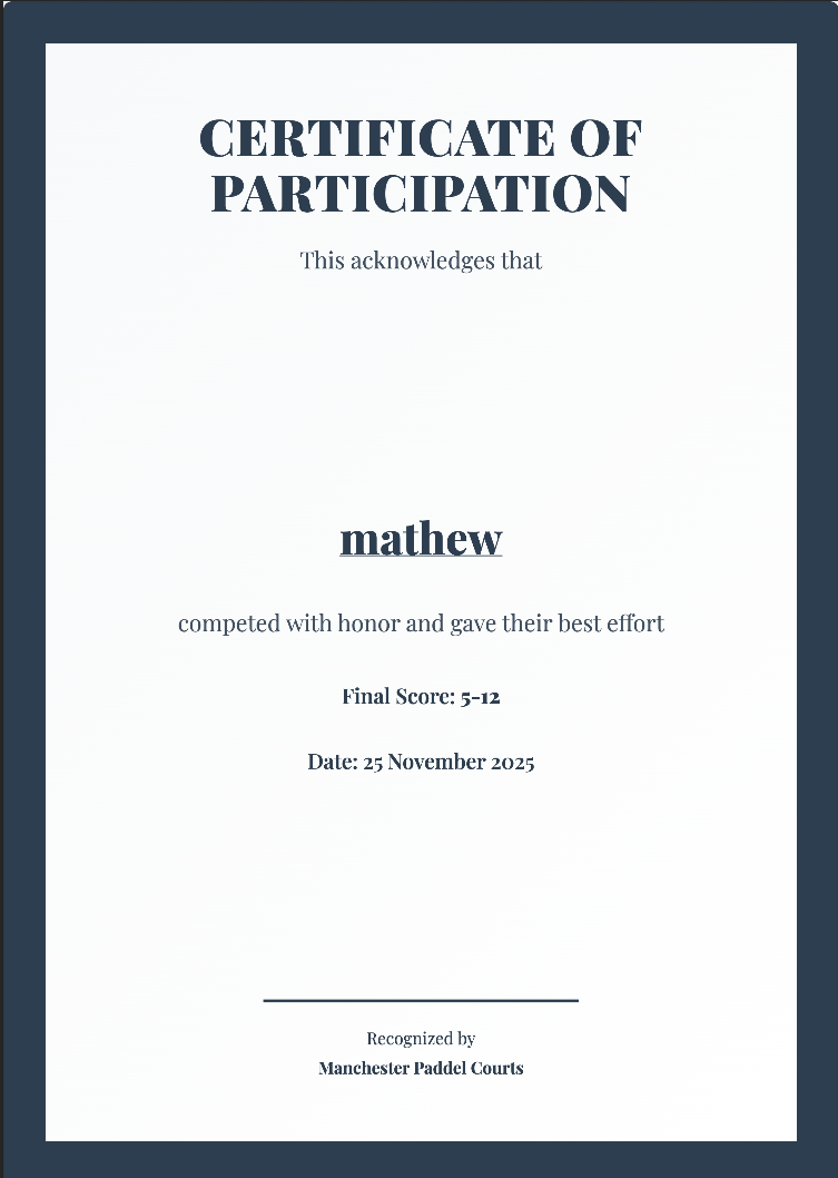 Executive Champion Defeated Certificate